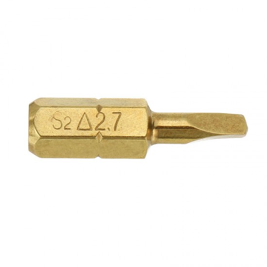 4pcs 25mm 1.8-2.7mm Triangle Shaped Screwdriver Bits 1/4 Inch Hex Shank Electroplating Bronze