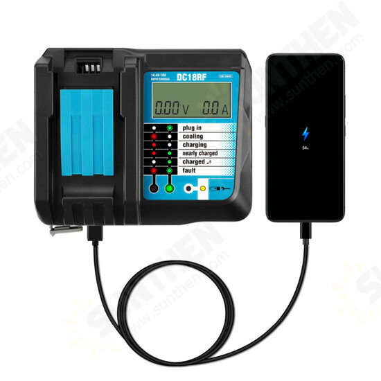 DC18RF 3A Charger with 2pcs 18V Rechargeable Battery LiIon Battery Replacement Power Tool Battery for MAKITA BL1860 BL1815 DC18RF 3A Charger with 2pcs 18V Rechargeable Battery LiIon Battery Replacement Power Tool Battery for MAKITA BL1860 BL1815