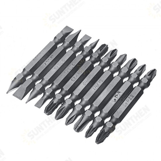 10pcs 65mm Magnetic Screwdriver Bits 1/4 Inch Hex Shank PH/PZ/FL Screwdriver Bit Set