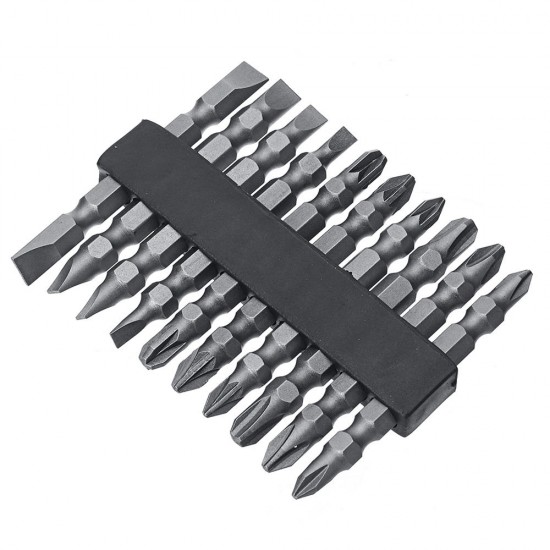 10pcs 65mm Magnetic Screwdriver Bits 1/4 Inch Hex Shank PH/PZ/FL Screwdriver Bit Set