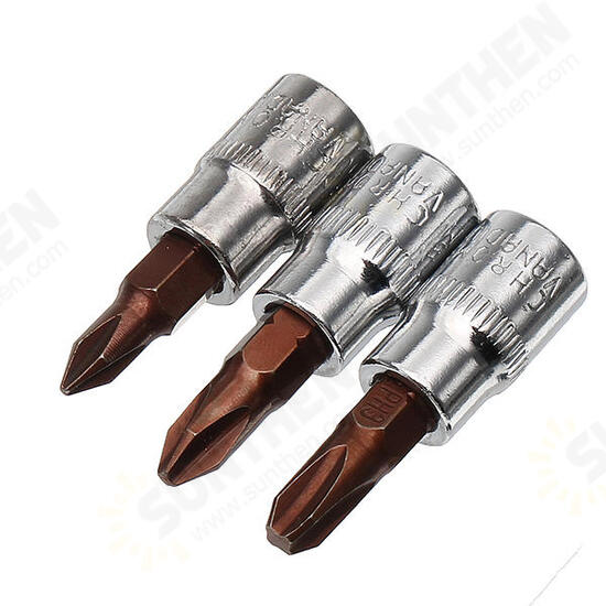 1/4 Inch Drive Sockets Set S2 Alloy Metric Screwdriver Bit Sockets Hex/Slotted/Phillips/Pozi/Torx