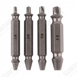 4pcs Double Side Drill Out Damaged Screw Extractor Drill Bits Stripped Screw Removers