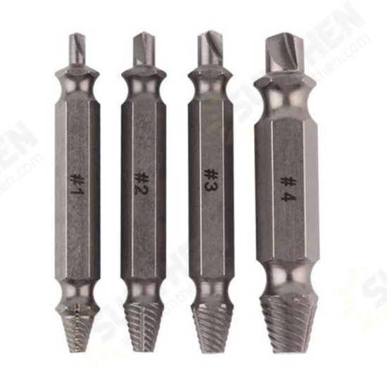 4pcs Double Side Drill Out Damaged Screw Extractor Drill Bits Stripped Screw Removers 4pcs Double Side Drill Out Damaged Screw Extractor Drill Bits Stripped Screw Removers