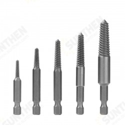 5Pcs Hex Shank Coarse/Fine Teeth Damaged Bolt Remover Screw Extractor Drill Bit Guide Broken Bolt Stud Remover Set 5Pcs Hex Shank Coarse/Fine Teeth Damaged Bolt Remover Screw Extractor Drill Bit Guide Broken Bolt Stud Remover Set