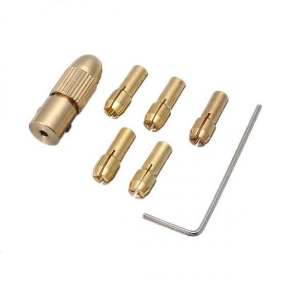 6Pcs Brass Drill Chuck Adapter Set 1-3mm Drill Chuck Collets for Rotary Tool