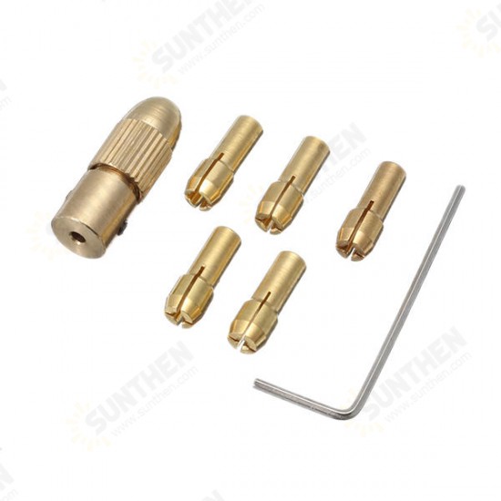 6Pcs Brass Drill Chuck Adapter Set 1-3mm Drill Chuck Collets for Rotary Tool