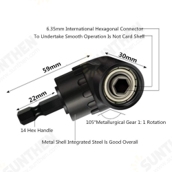 Black 1/4 Inch Hex Shank Drill Bit Angle Driver 105 Degree Right Angle Driver Screwdriver Black 1/4 Inch Hex Shank Drill Bit Angle Driver 105 Degree Right Angle Driver Screwdriver