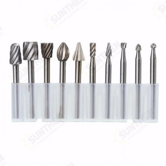 RB2 10pcs HSS Router Bit Burr For Dremel and Rotary Engraving Wood Working Tool