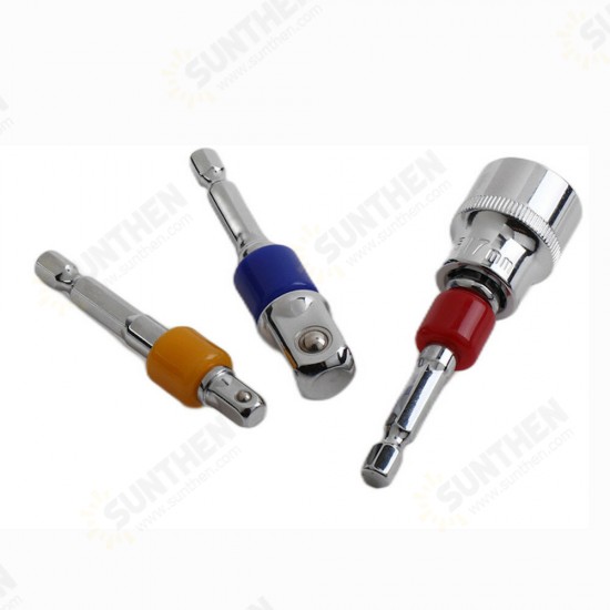 3pc 1/4 3/8 1/2 Hex Electric Impact Wrench Socket Power Hand Tools Sockets Adapter Sets With Extension Rod Drill Bits Set