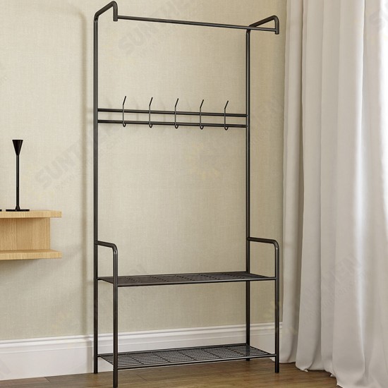 Standing Landing Clothing Hanger Holder Iron Metal Clothes Organizer Shoes Rack