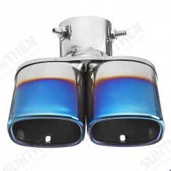 Universal Square Double Outlet Half-Grilled Blue Muffler Exhaust Tip End Tail Pipe Universal Square Double Outlet Half-Grilled Blue Muffler Exhaust Tip End Tail Pipe