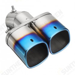 Universal Square Double Outlet Half-Grilled Blue Muffler Exhaust Tip End Tail Pipe Universal Square Double Outlet Half-Grilled Blue Muffler Exhaust Tip End Tail Pipe
