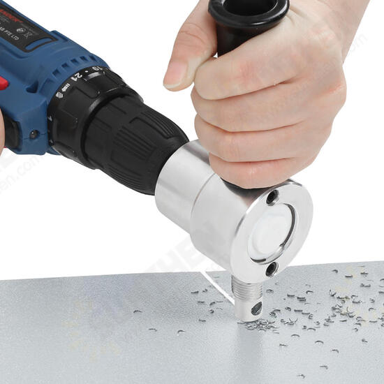 Upgraded 160A Double Head Metal Sheet Nibbler Cutter 360 Degree Adjustable Drill Cutting Tool