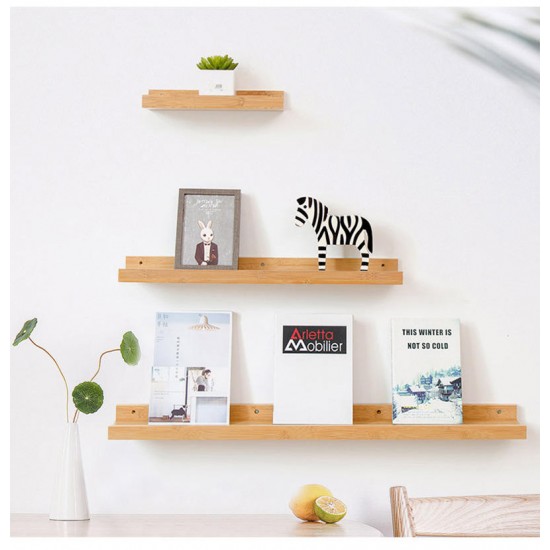 Wall-mounted Stable U-shaped Bamboo Wood Storage Shelf Living Room Tool Storage Shelf Rack