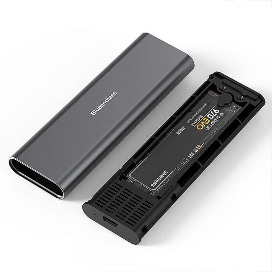 Dual-Protocol M.2 SSD Enclosure M.2 to Type-C Data Cable 10Gbps NVME/SATA 2TB Storage Aluminum Alloy Portable Solid State Drive Box for Laptop