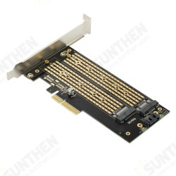 M.2 NVMe NGFF SSD to PCIE SATA Dual-disk Expansion Card Supports MKey BKe M.2 NVMe NGFF SSD to PCIE SATA Dual-disk Expansion Card Supports MKey BKe