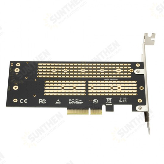 M.2 NVMe NGFF SSD to PCIE SATA Dual-disk Expansion Card Supports MKey BKe