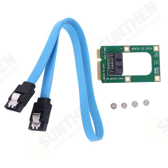 mSATA to SATA Expansion Card Hard Drive Adapter Card Mini SATA to 7pin SSD Converter with SATA Cable