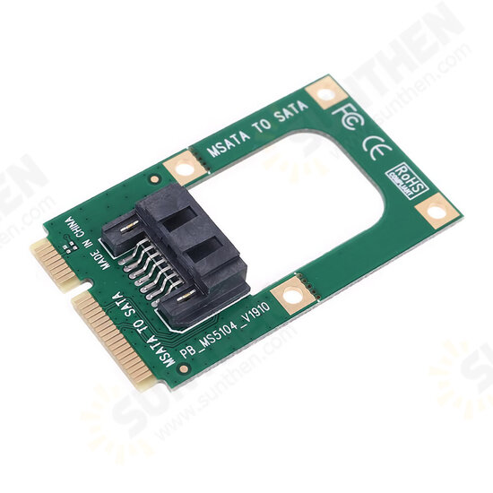 mSATA to SATA Expansion Card Hard Drive Adapter Card Mini SATA to 7pin SSD Converter with SATA Cable