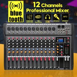 12 Channel bluetooth Digital Microphone Sound Mixer Console Professional Karaoke Audio Mixer Amplifier With USB