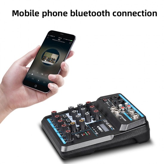4 6 Channels Sound Mixing Console Portable Audio Mixer bluetooth USB Record 48V Phantom Power for PC Laptop Speaker Headphone