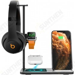 4 in 1 18W Wireless Charger Dock Charging Station Headphone Stand Aluminum Alloy 18W Charging Stand 4 in 1 18W Wireless Charger Dock Charging Station Headphone Stand Aluminum Alloy 18W Charging Stand