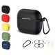 4 in 1 Silicone Shockproof Anti-drop Earphone Storage Case with keychain + Anti-lost Strap + Dust-proof Metal Protective Film Sticker for Airpods Pro 2019
