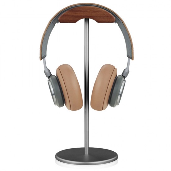 EJ4 Headphone Holder Walnut Wood Gaming Headset Stand Display Bracket Rack with Non-Slip Metal Base