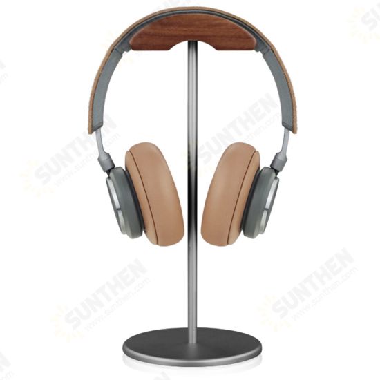 EJ4 Headphone Holder Walnut Wood Gaming Headset Stand Display Bracket Rack with Non-Slip Metal Base