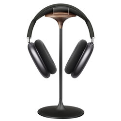 EJ60 Headphones Holder Walnut Wood Headset Bracket Hanger Rack with Solid Metal Base for AirPods Max for Beats