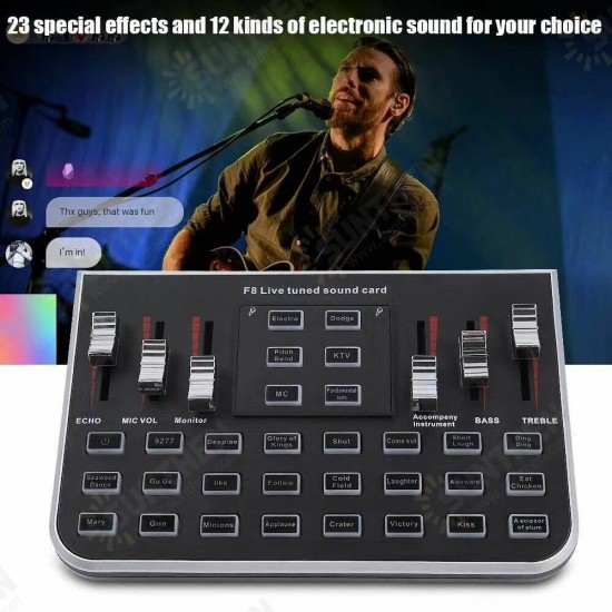 F8 Sound Card Studio Audio Mixer Microphone Webcast Entertainment Streamer Live Sound Card for Phone Computer F8 Sound Card Studio Audio Mixer Microphone Webcast Entertainment Streamer Live Sound Card for Phone Computer
