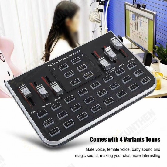 F8 Sound Card Studio Audio Mixer Microphone Webcast Entertainment Streamer Live Sound Card for Phone Computer F8 Sound Card Studio Audio Mixer Microphone Webcast Entertainment Streamer Live Sound Card for Phone Computer