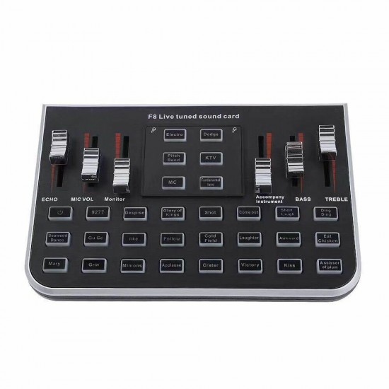 F8 Sound Card Studio Audio Mixer Microphone Webcast Entertainment Streamer Live Sound Card for Phone Computer