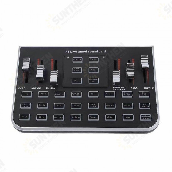 F8 Sound Card Studio Audio Mixer Microphone Webcast Entertainment Streamer Live Sound Card for Phone Computer