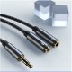 Headphone Microphone 2 in 1 Adapter Cable Audio Line One Female to Dual 3.5mm Male/ One 3.5mm Male to Dual Female Headphones Adapter 30cm