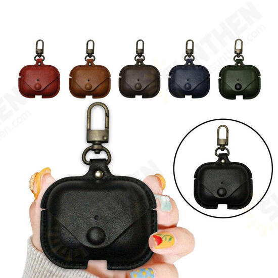 Luxury Fashionable Leather Shockproof Dust-Proof Earphone Storage Case with Keychain for Apple Airpods 3 Airpods Pro