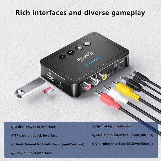 M6 3 in 1 NFC bluetooth Receiver Adapter 500mAh With Remote Control for USB U disk TF Card Playback and Transmission M6 3 in 1 NFC bluetooth Receiver Adapter 500mAh With Remote Control for USB U disk TF Card Playback and Transmission