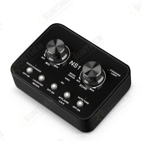 NS1 Sound Card 1000mAh Streamer Live Broadcast Recording Capacitive microphone Sound Card for Mobile Phones PC Computer