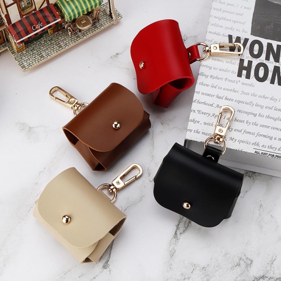 Portable Fashionable PU Leather Wireless bluetooth Earphone Storage Case with keychain for Apple Airpods 3 Airpods Pro 2019