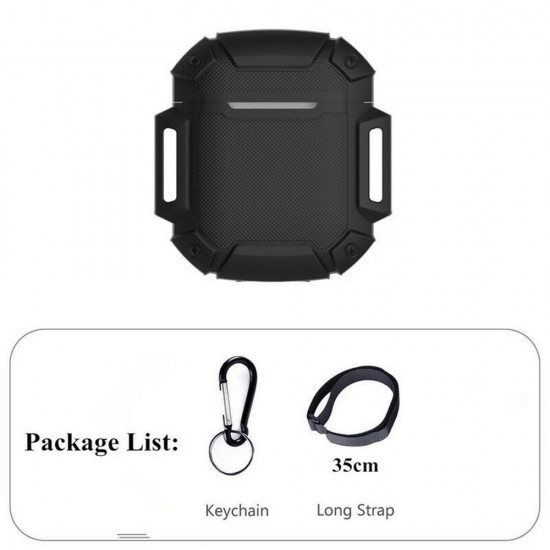 Silicone Earphone Charging Box Protective Case With Keychain & Long Strap For Apple AirPods 1 Apple AirPods 2