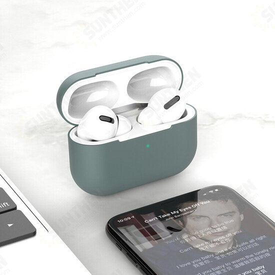 Silicone Shockproof Dirtproof Earphone Storage Case with Keychain & Anti-lost Rope for Apple Airpods Pro 2019