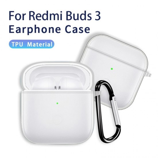 TPU Clear Transparent Earphone Protective Case With Hook for Xiaomi Redmi Buds 3