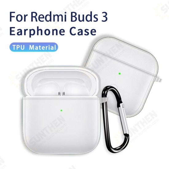 TPU Clear Transparent Earphone Protective Case With Hook for Xiaomi Redmi Buds 3 TPU Clear Transparent Earphone Protective Case With Hook for Xiaomi Redmi Buds 3