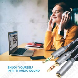 YH192 2-In-1 Audio Cable 3.5mm Adapter Female to Microphone Audio Male Braided Conversion Line for PC Computer Laptop Tablet Mobile Phones YH192 2-In-1 Audio Cable 3.5mm Adapter Female to Microphone Audio Male Braided Conversion Line for PC Computer Laptop Tablet Mobile Phones