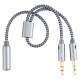 YH192 2-In-1 Audio Cable 3.5mm Adapter Female to Microphone Audio Male Braided Conversion Line for PC Computer Laptop Tablet Mobile Phones
