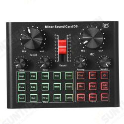 D6 Sound Card Bluetooth Audio Mixer USB External Computer PC Mobile Phone Earphone Microphone for Live Broadcast Karaoke Recording D6 Sound Card Bluetooth Audio Mixer USB External Computer PC Mobile Phone Earphone Microphone for Live Broadcast Karaoke Recording