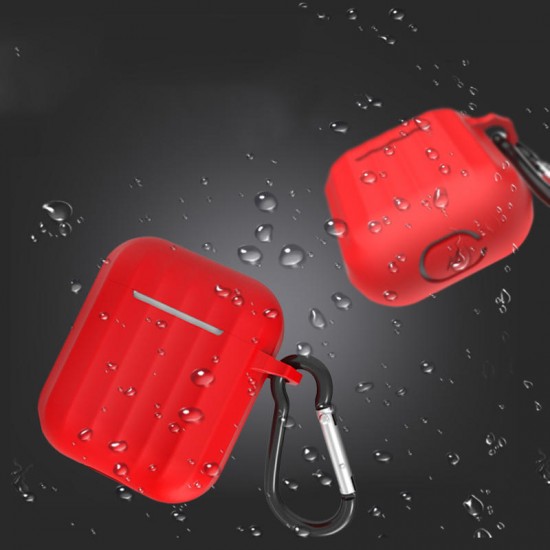 Portable Shockproof Dirtproof Silicone Wireless bluetooth Earphone Storage Case with Anti-lost Rope & Keychain for Apple Airpods 1/2