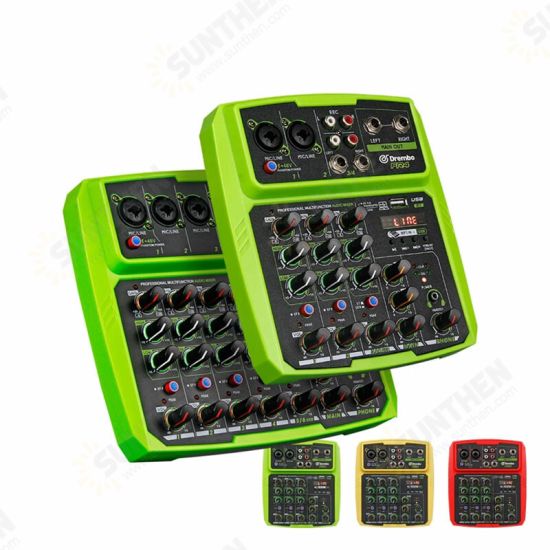 4 Channel Protable Digital Audio Mixer Console with Sound Card bluetooth USB 48V Phantom Power for DJ PC Recording