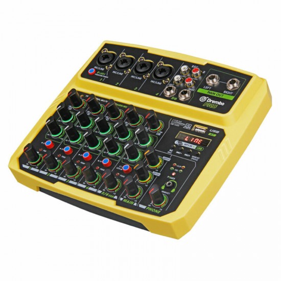 4/6 Protable Digital Audio Mixer Console with Sound Card bluetooth USB 48V Phantom Power for DJ PC Recording