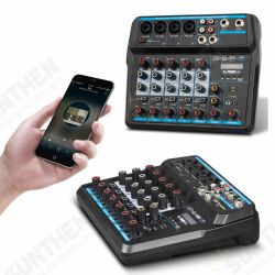M 4/6-channel Protable bluetooth Digital Audio Mixer Console with Sound Card USB 48V Phantom Power for DJ PC Recording M 4/6-channel Protable bluetooth Digital Audio Mixer Console with Sound Card USB 48V Phantom Power for DJ PC Recording